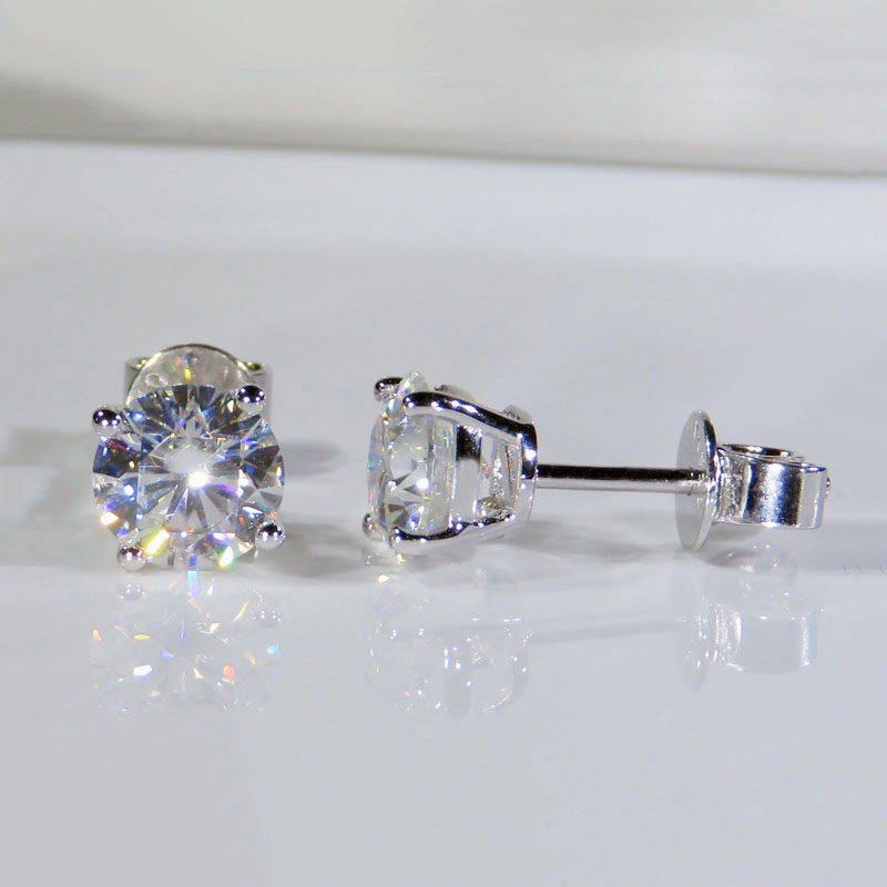 

Classic Earrings 14K White Gold Moissanite Color Engagement wedding earrings