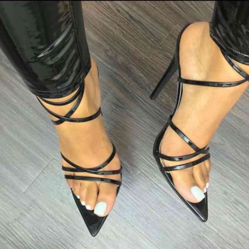 

dress shoes women's sandals, women's leather shoes, peep toe sandals. kxfz, Black