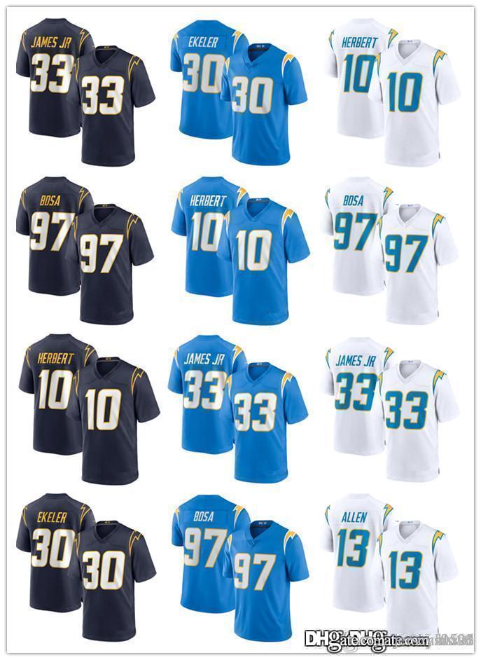 

Men women youth Los Angeles Chargers 33 Derwin James 10 Justin Herbert 30 Austin Ekeler 97 Joey Bosa Football Jerseys, Black;red