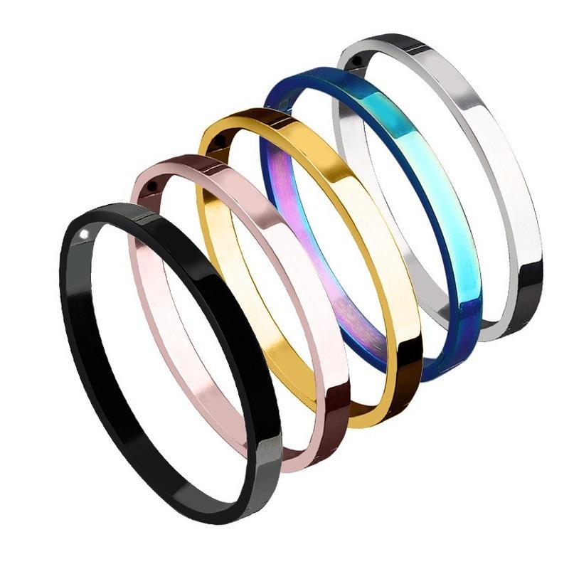 

Bangle 2022 Latest Stainless Steel Simple Bracelet Personalized Jewelry Smooth Titanium Couple Open Can Be Customized