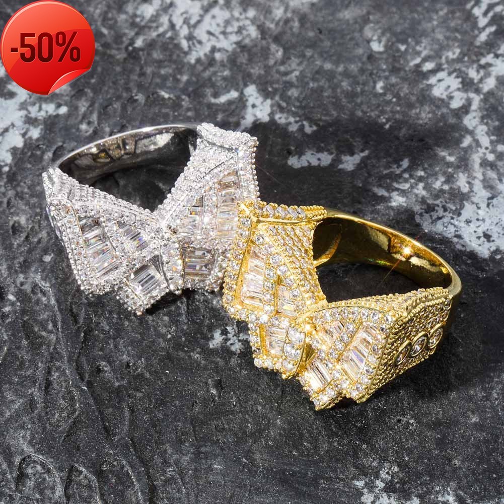 

Butterfly hip hop men's ring full of zircon Chaoren gold Australia jewelry