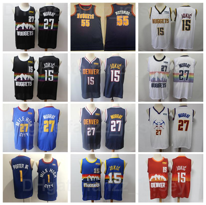 

Men Basketball Jamal Murray Jersey 27 Dikembe Mutombo 55 Michael Porter Jr 1 Nikola 15 For Sport Fans Breathable Black Purple White Red Navy Blue Uniform Top Quality, 1 purple