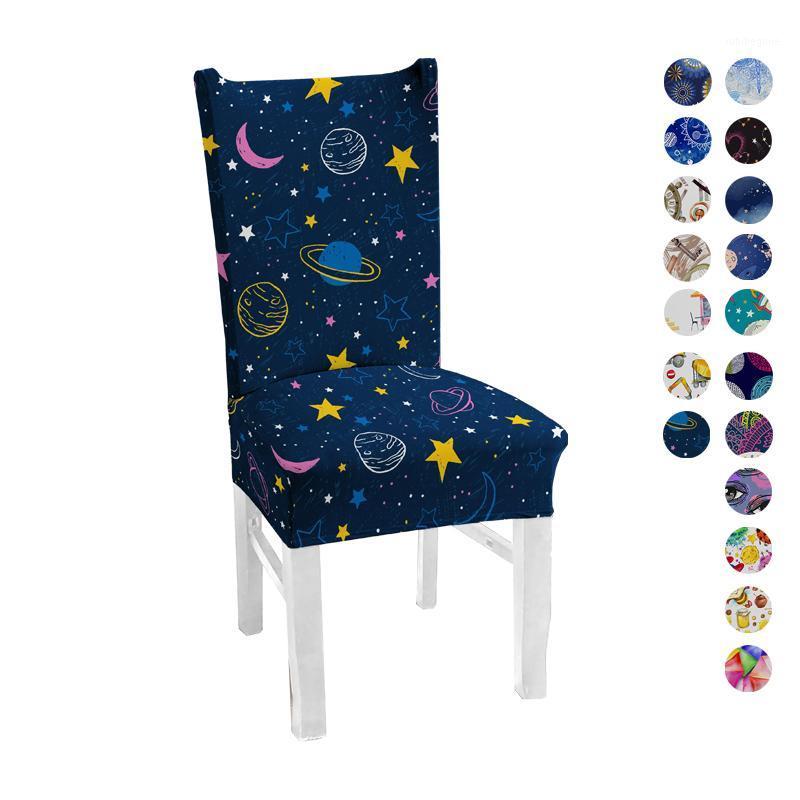 

Cartoon Planet Printed Spandex Chair Covers Stretch Elastic Universal Chairs Cover Slipcovers For Dining Room Wedding Banquet