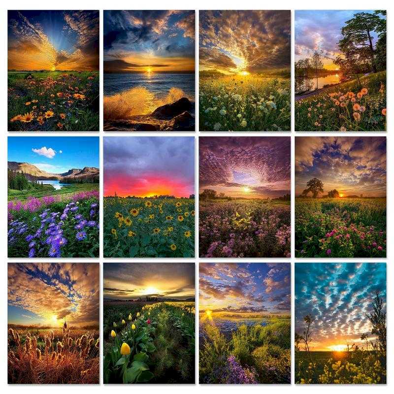 

Paintings Gatyztory Landscape Frame Paint By Number For Adults Sunset Picture Numbers Acrylic On Canvas Home Decors Artwork