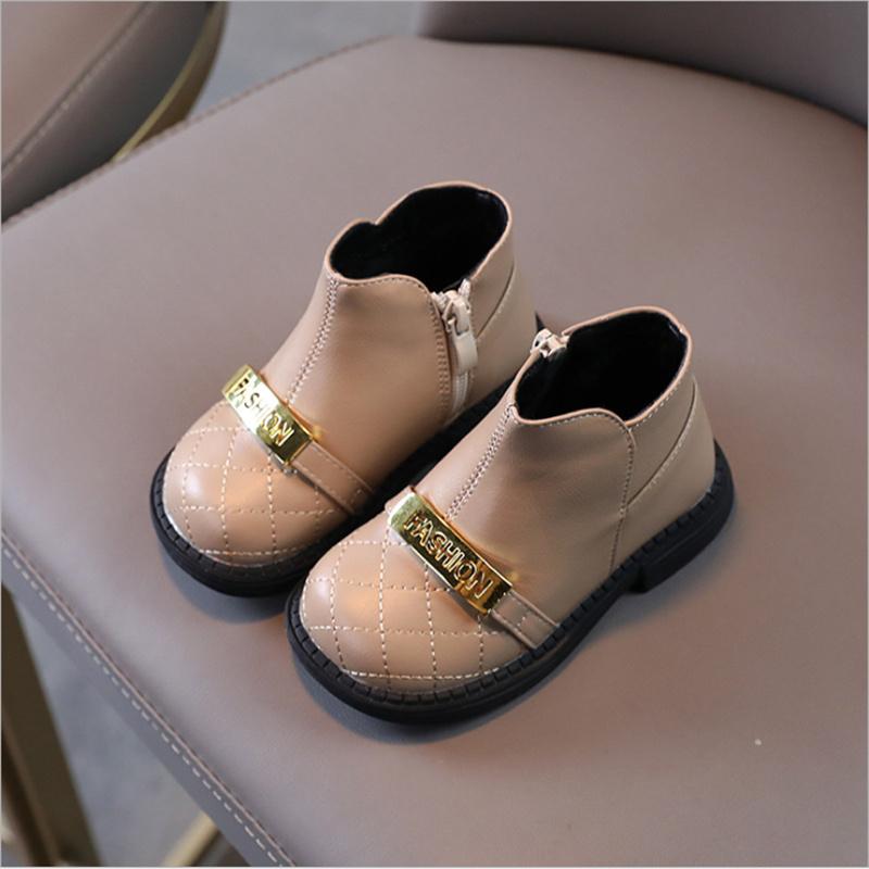 

Boots 2021 Autumn Kids For Girls Leather Toddler Baby Rubber Ankle Princess Fashion Shoes EU 21-25, Black;grey