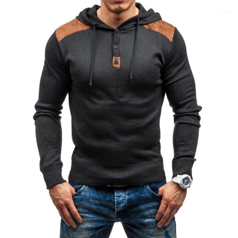 

Men's Hoodies & Sweatshirts Men Autumn Slim Fit Fashion PU Shoulder Design Hooded Streetwear Man Male Hipster, Black
