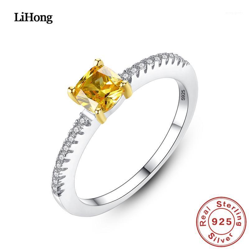 

Cluster Rings S925 Silver Ring Natural Citrine Luxury Woman Jewelry Engagement Wedding Gift1