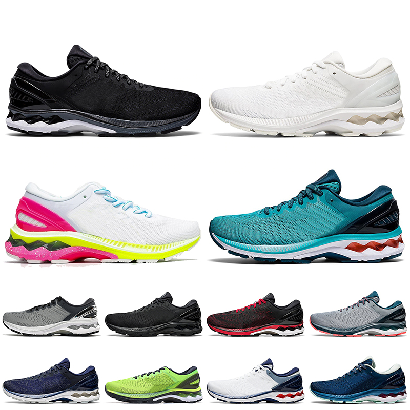 

2021 Fashion Women Mens Running Shoes Kayano 27 Triple White Black LITE-SHOW K27 Techno Cyan Athletic Jogging Sports Trainers Sneakers FlyteFoam Size 36-45, 40.5-45 (1)