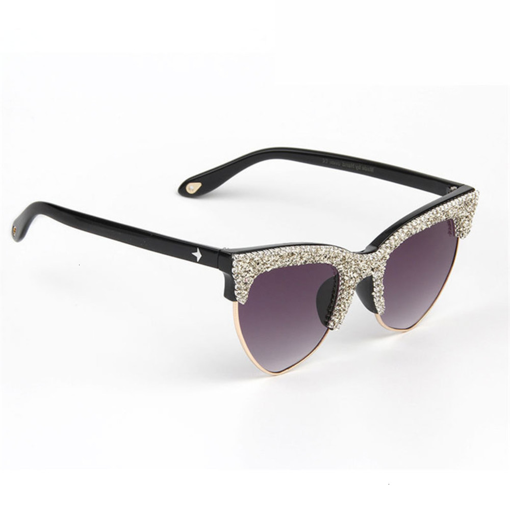 

Highend accessories New arrival diamond cat eye sun glass ladi shad sunglass, Black