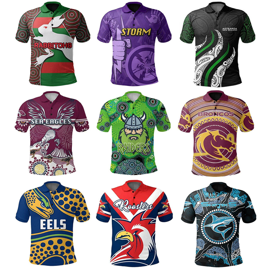 

Promotion2021 Australia All teams Jerseys International League shirt Casual sports Rugby polo, Black;gray