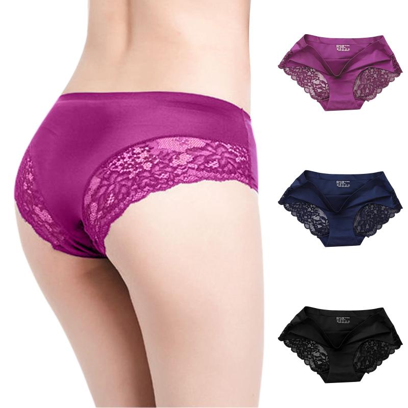 

Women's Panties 2021 Women Underwear Sexy Lace Print For Female Transparent Lingerie Low Waist Briefs Seamless Underpants Comfy Knicker, Black