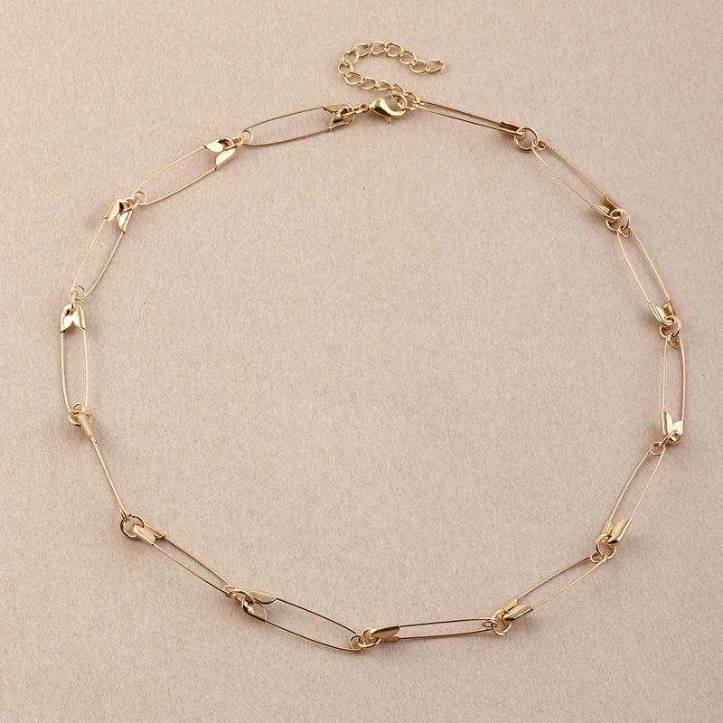 

Pendant Necklaces Creative Style Pin Metal Necklace Fashion Rock Cool Girl Gold Choker Accessories Punk Hip Hop Party Jewelry