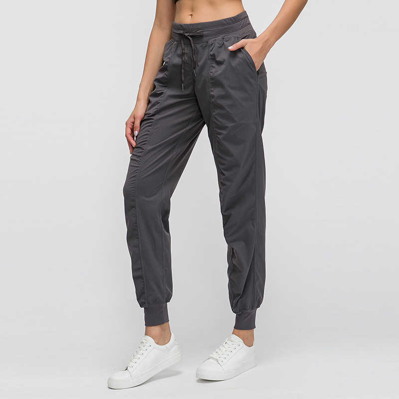 

L-35 LULULEMON Yoga Dance Pants Slim Was Thin Yoga Pants With Pockets Sport Fitness Trousers Outdoor Fashion Lady Loose Straight Pants, White;red
