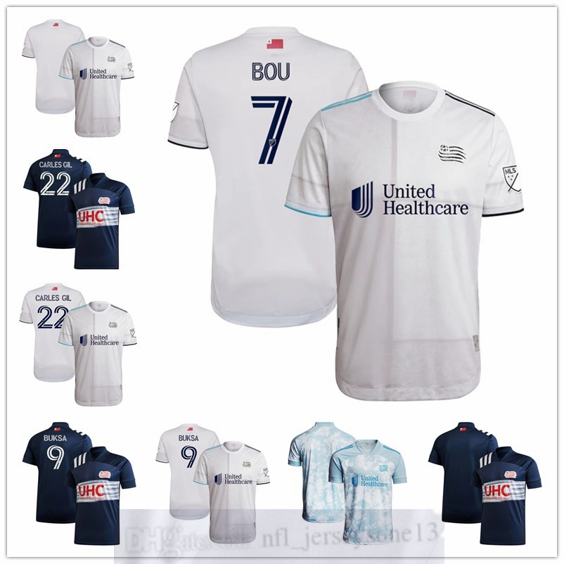 

Custom New Mens women youth England Revolution 22 Carles Gil 9 Adam Buksa 7 Gustavo Bou Navy 2021 The Original Replica Jersey