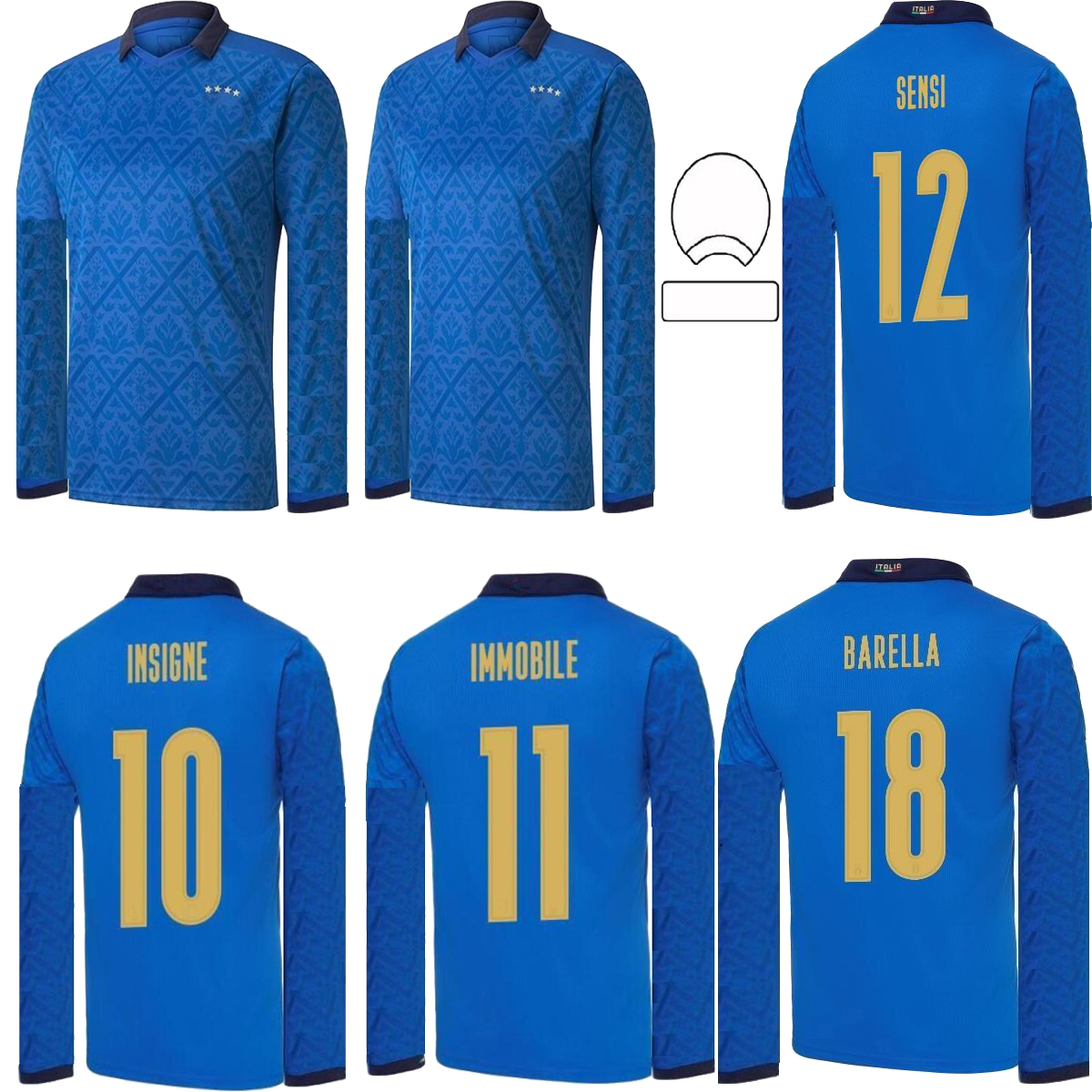 

2021 soccer Jerseys home Long sleeve JORGINHO EL SHAARAWY BONUCCI INSIGNE BERNARDESCHI FOOTBALL SHIRTS, Blue