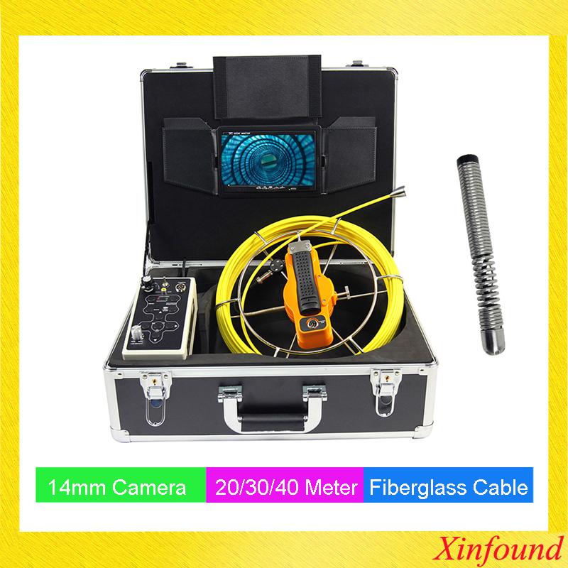 

Cameras 40Meter 14mm Pipe Inspection Camera System Drain Sewer Duct Detection Video 7'DVR Hard Cable Meter Counter For Closestool