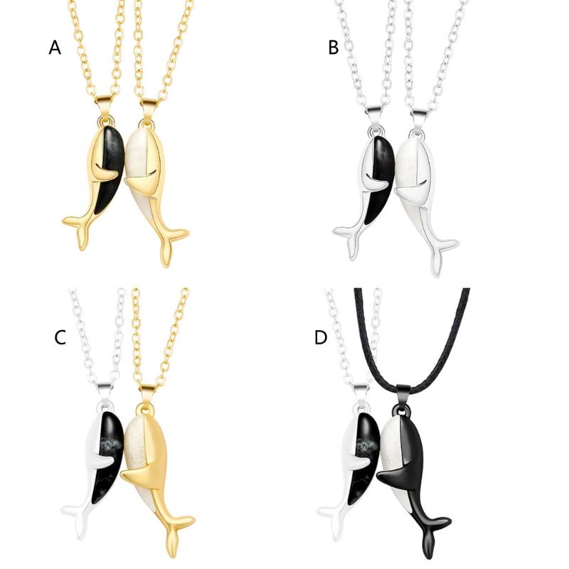 

Chains Whale Hug Couple Necklace A Pair Of Magnets Attract Niche Design Men And Women Clavicle Chain Valentine's Day