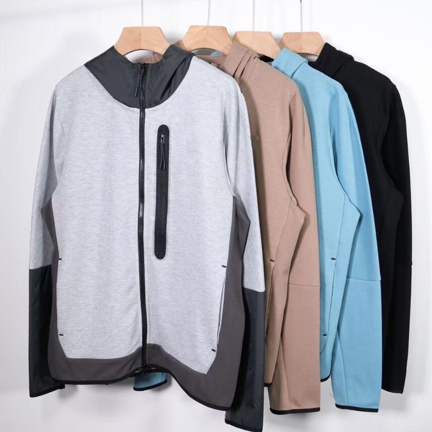 

High Street Mens Women Designer Hoodie Jackets Fashion Tech Fleece Men Full-Zip Hoodies with Letters Casual Streetwear 4 Colors Top Quality, Black