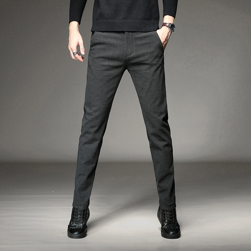 

Men's casual thick slim frosted new autumn and winter Korean fashion business youth sports pants, Gray
