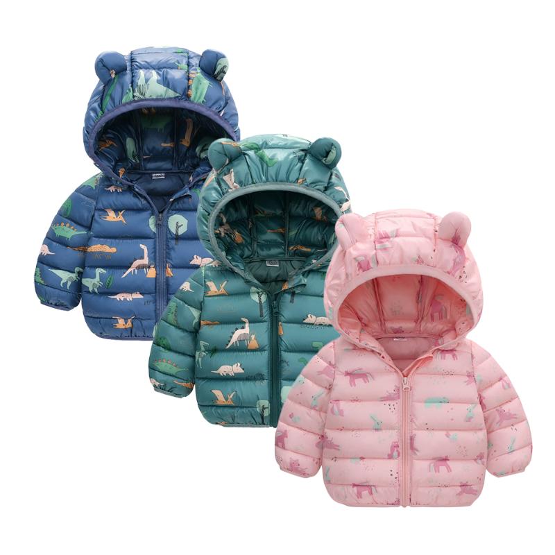 

Down Coat Children's Winter Baby Boys Girls Jackets Kids Lightweight Warm Hooded Jacket Outwears Ear Hoodies Clothes, Blue;gray
