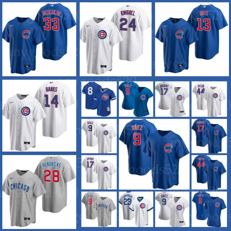 

9 Javier Baez Jerseys Chicago Anthony Rizzo Cubs Kris Bryant Kyle Schwarber Willson Contreras Jason Heyward Kyle Hendricks Baseball Pederson, Blue;black