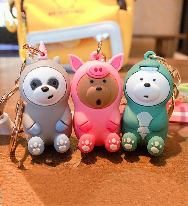 

Keychains Three Bears Keychain 3D Doll Bag Charm Keyring Gift For Girls