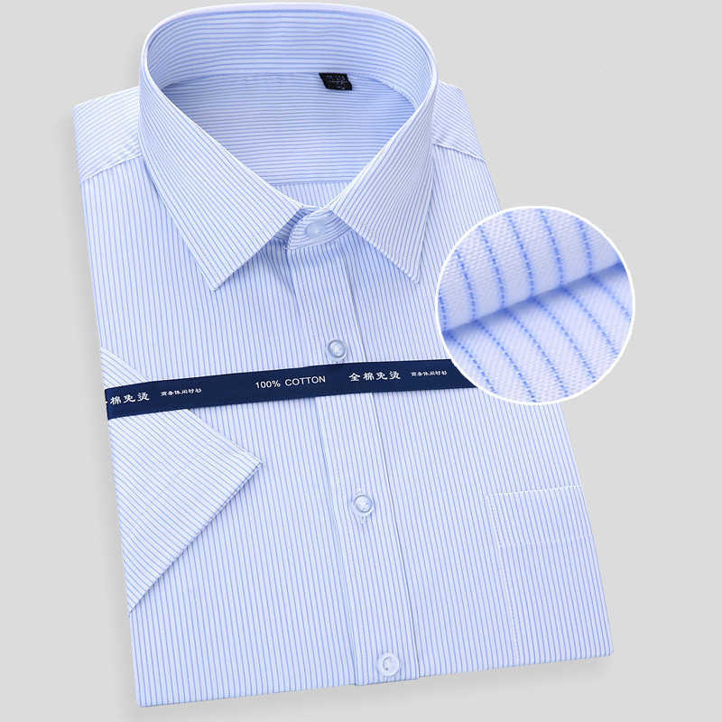 

High Quality Non-ironing Men Dress Shirt Summer Short Sleeve Solid Male Clothing Regular Fit Business Shirts White Blue 8XL 210628, Dx9803 white