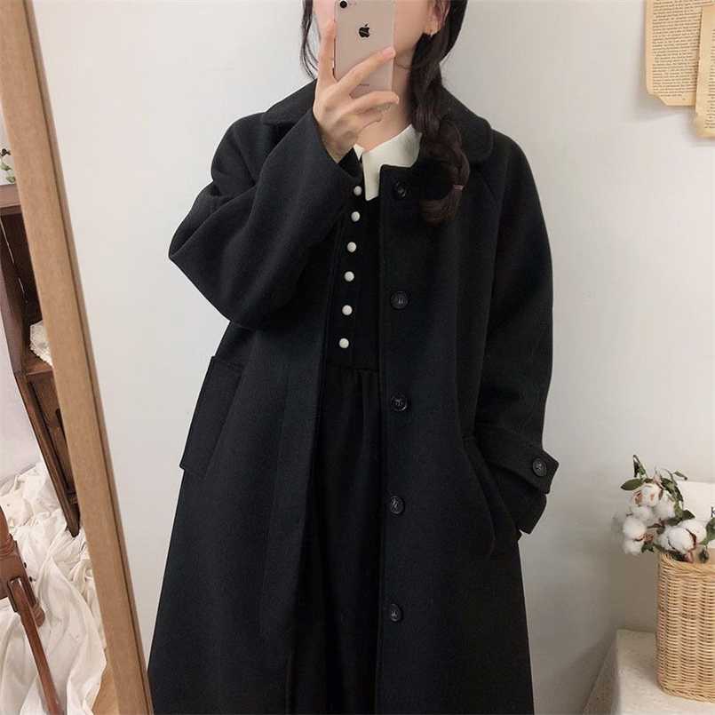 

Woolen Coat Women's Mid-length Winter Korean Style Loose and Thin Thickened Over-the-knee Woolen Coat Parkas 211110, 11