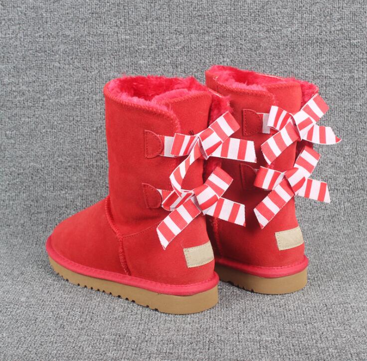 

2021 Hot Sell fashion AUSU 3280 ribbon bow women snow boots sheepskin warm boots free transport, Choose photo color