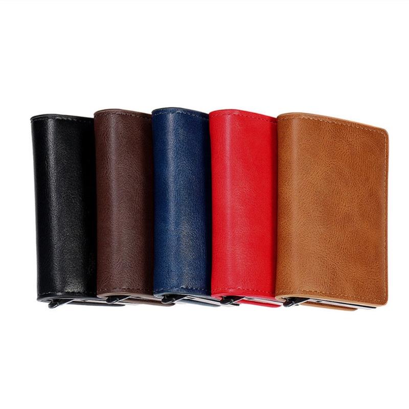 

Card Holders Vintage Blocking Money Belt Wallet Automatic -up Case Business Purse Cash Pocket Large Capacity For Men, Black