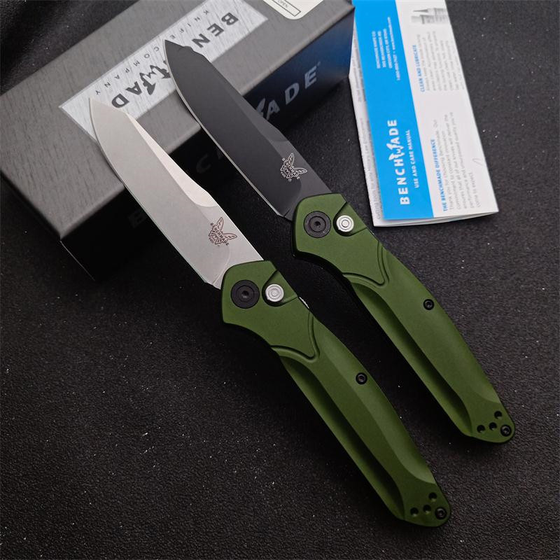 

Benchmade 9400/9400BK 940/940s Osborne AUTO Folding Knife 3.4" S30V Black/Satin Plain Blade, Green Aluminum Handles BM3300 Automatic Knife