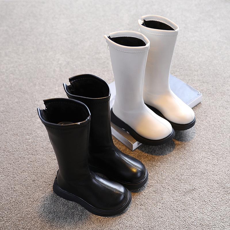

Boots Girls' High 2021 Winter All-match Warm Leather Children's Snow, 01