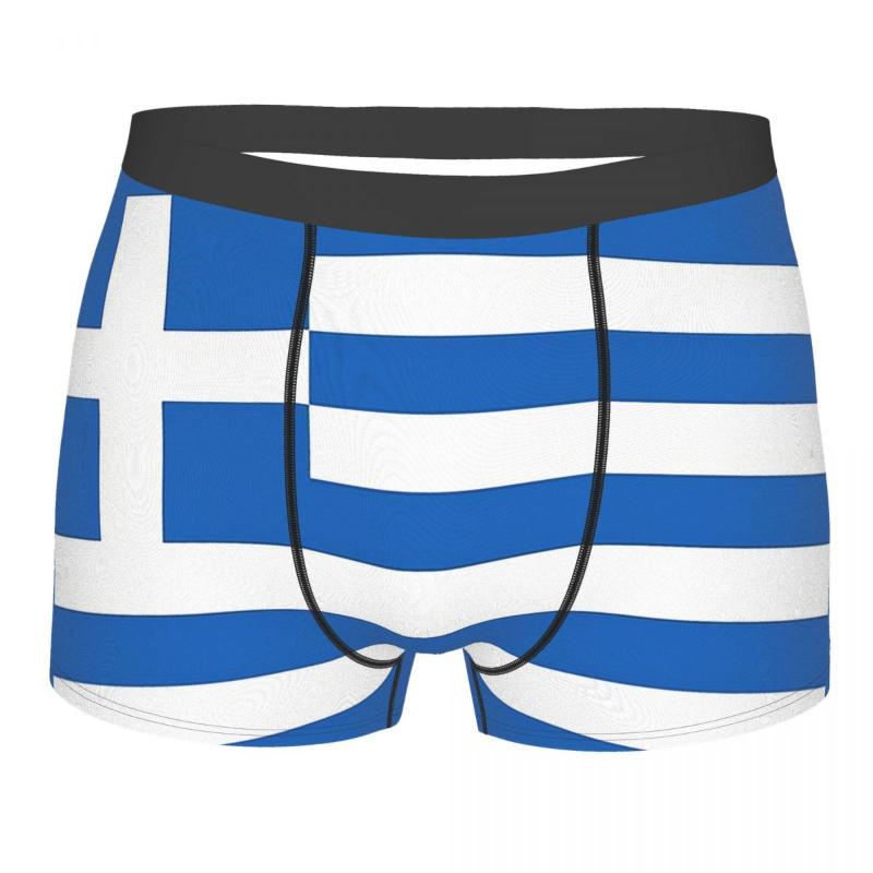 

Underpants Flag Greece Greek Patriotic Breathbale Panties Male Underwear Print Shorts Boxer Briefs, Black