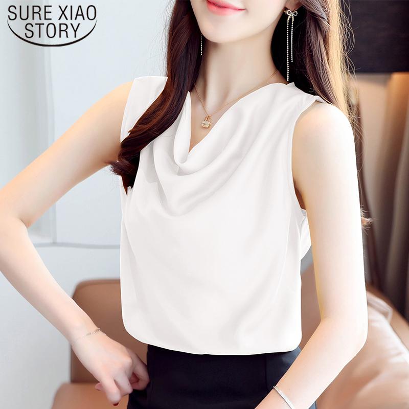 

Women's Blouses & Shirts 2022 Summer Sleeveless Clothes Sexy Women Tops Solid Stain Blouse Ruffled White Shirt Slim Streetwear Fashion Blusa