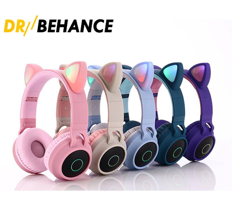 

Cute Cat Ear Wireless Earphones B39 Bluetooth Headphones BT 5.0 Headsets Stereo Music Gaming Wired earbud Speaker Headphone, Mixed color