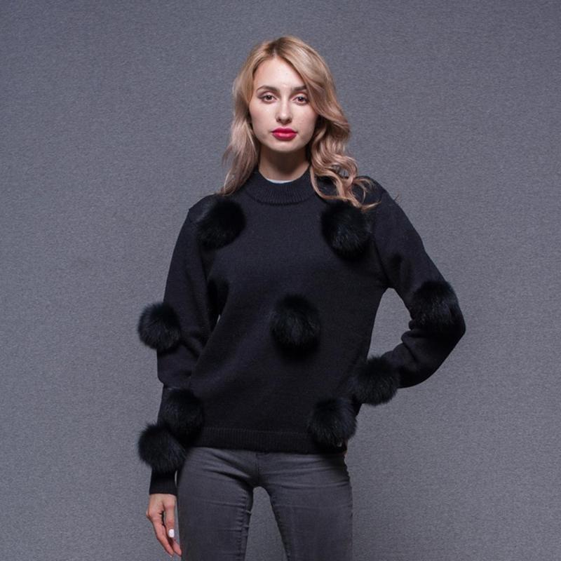 

Women's Sweaters Women Sweater Coat Autumn Ladies Knitted Regular With Fur Ball Pom, Beige