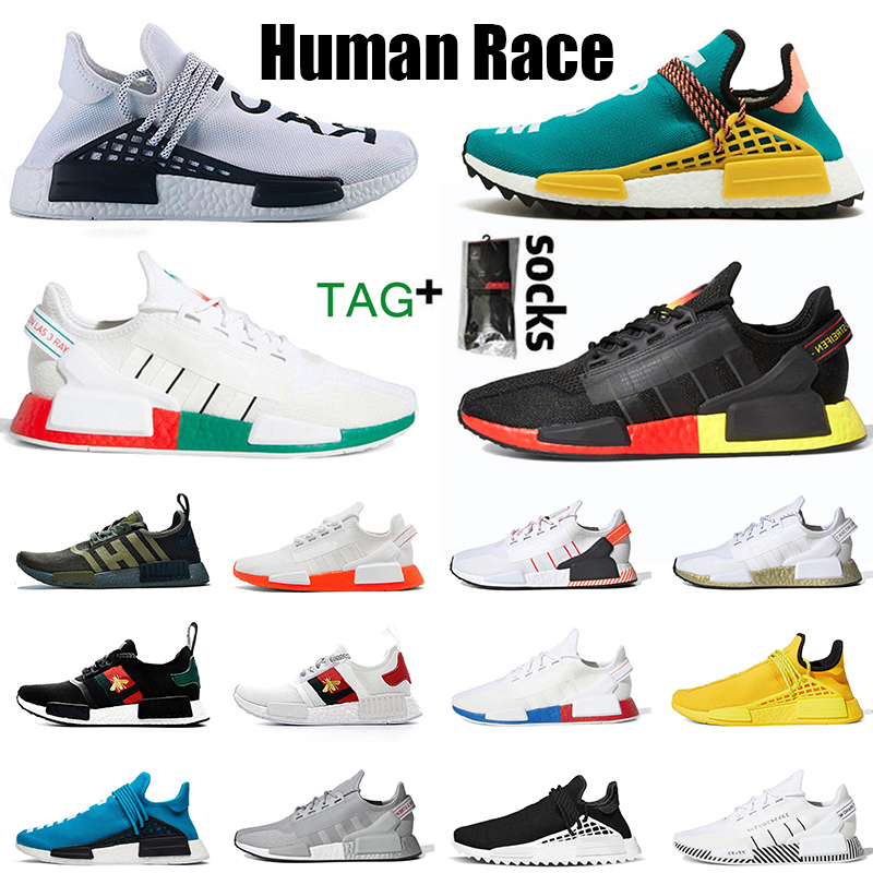 

Wholesale With Socks NMD Human Race mens womens running shoes infinite species Solar Pack R1 V2 gold metallic Pharrell Williams men women Sn