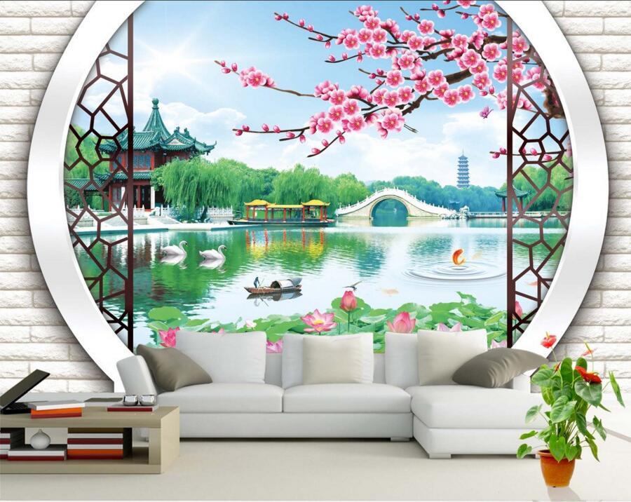 

Wallpapers Custom 3D Mural,3D Landscape Painting Chinese Design Wallpaper Papel De Parede ,living Room Sofa Tv Wall Bedroom, Embossed wallpaper