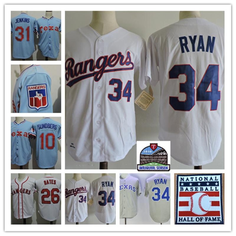 

Mens Baseball 34 Nolan Ryan Jersey Vintage Stitched white blue 31 Fergie Jenkins 26 Johnny Oates 10 Jim Sundberg Jerseys -3XL, As pics