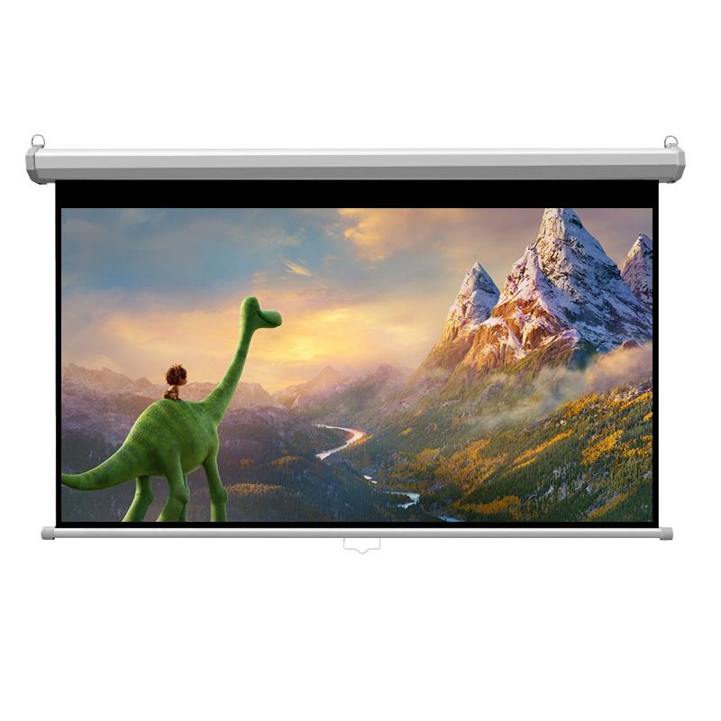 

Projection Screens 60~100" Manual Pull Down Projector Screen Wall/Ceiling Mounted Format (16:9) Autolock Curtain Matte White