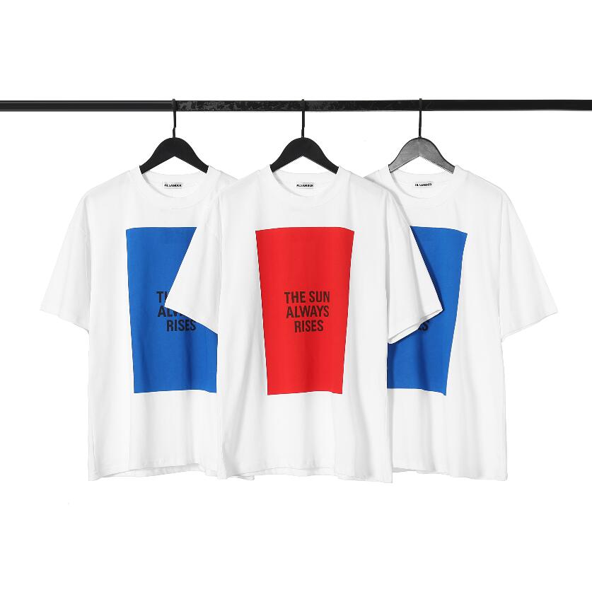 

21ss JIL SANDER Short sleeve Tops Anime Popular Streetwear Top Quality 100% Cotton T-shirts Summer Clothes For Women/Men, Drak blue