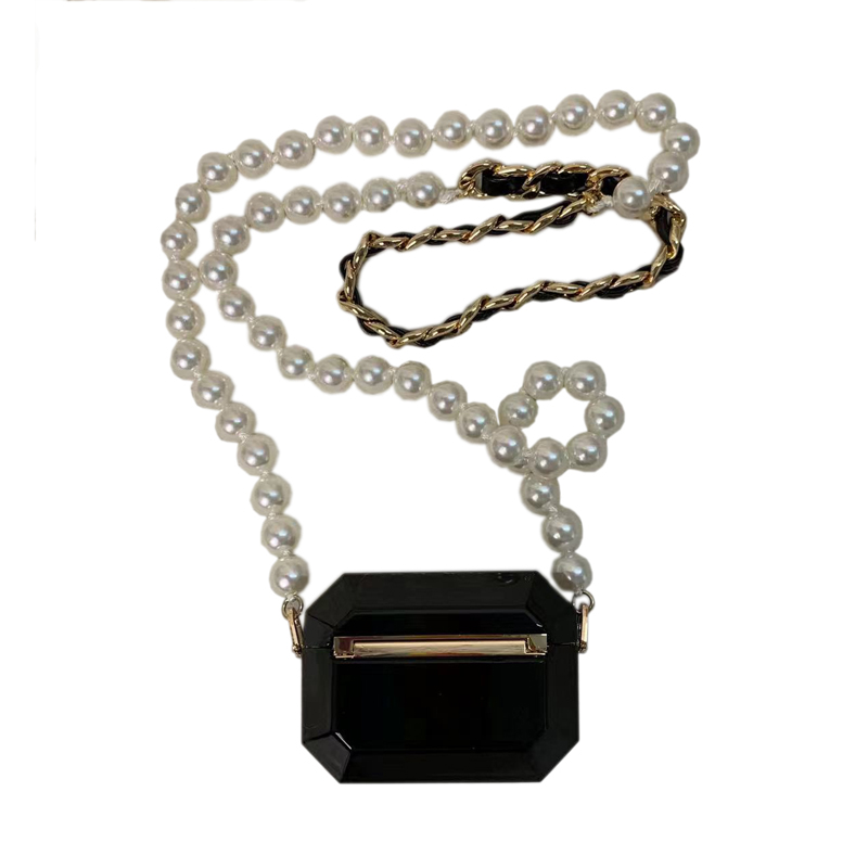

Jewelry Pearls Necklace Bags Luxurys fashion designer Airpods Pro Earphone Accessories high quality Lipstick boxes Ear Cup Kits Mini Coin Bag Pures Metallic Black