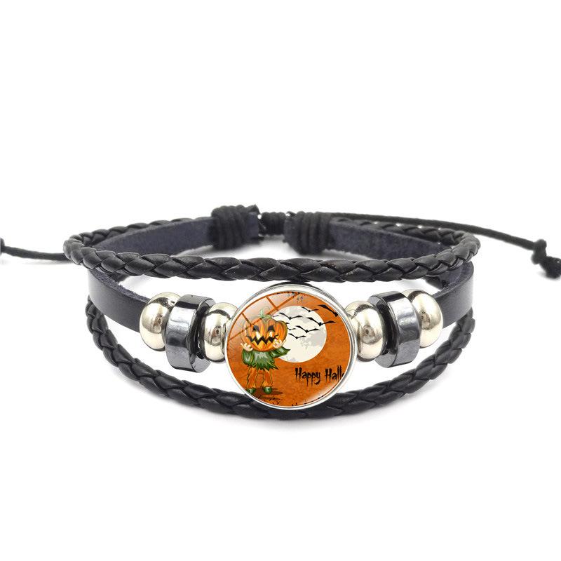 

Charm Bracelets 2021 Dome Castle Bracelet Halloween Bangle Multilayer Black Handmade Braided Leadther Women Men Jewelry