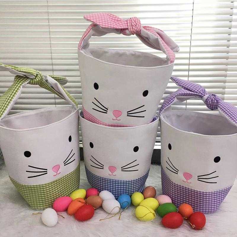 Festives Cute 4 Styles Easter Bunny Tote Bag Rabbit Basket Creative Home Colorful Egg Bucket For Kids Festival Party Gift