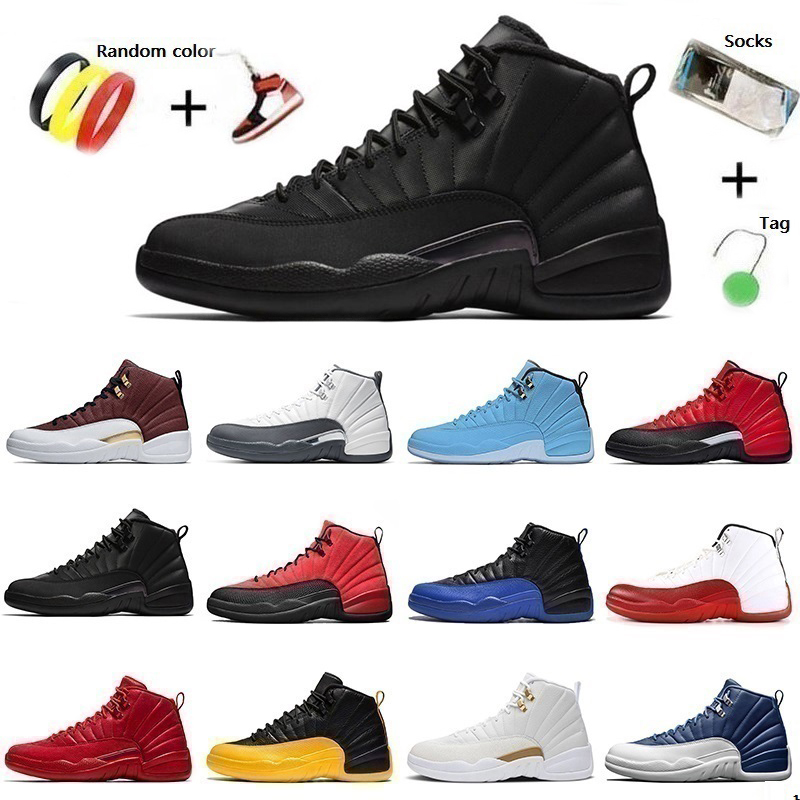 

dunks high og 12 unc black white university blue shoes jumpman womens basketball mens sports sneakers with socks size 40-47.5