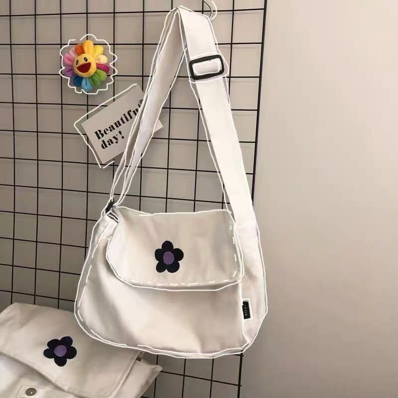 Crossbody Bags Women Canvas Embroidery Flowers Cover Students Hbp Harajuku Korean Style Chic All-match Stylish Handbags Leisure New