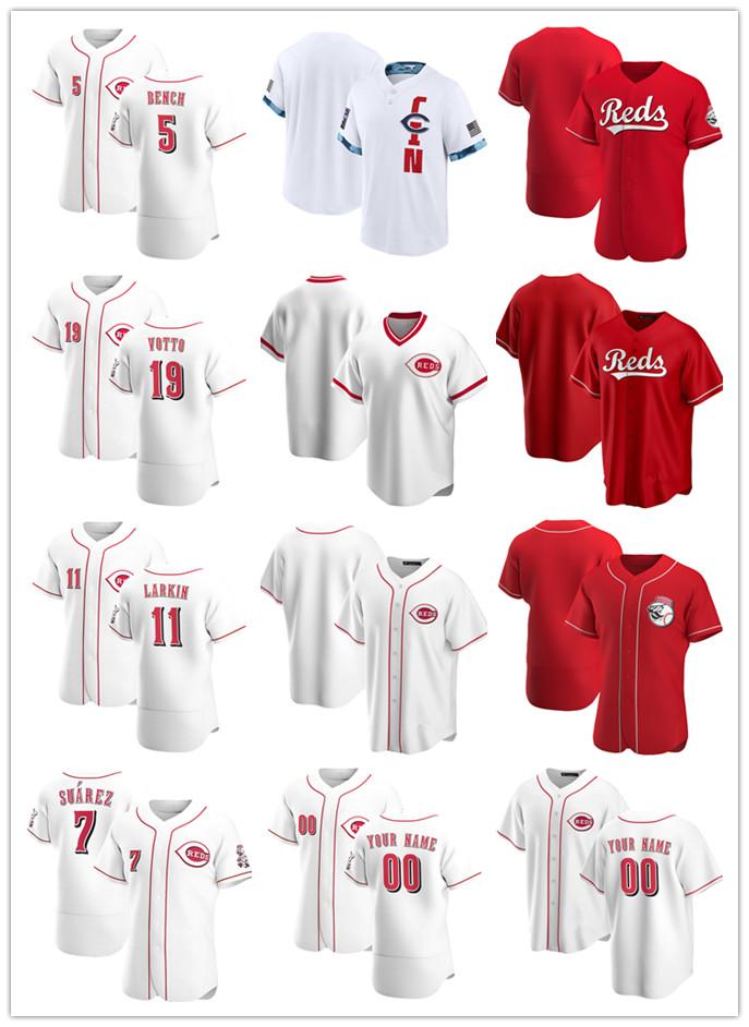 

custom jersey mens women youth cincinnatireds5 johnny bench 19 joey votto 7 eugenio suarez 11 barry larkin baseball jerseys, Blue;black