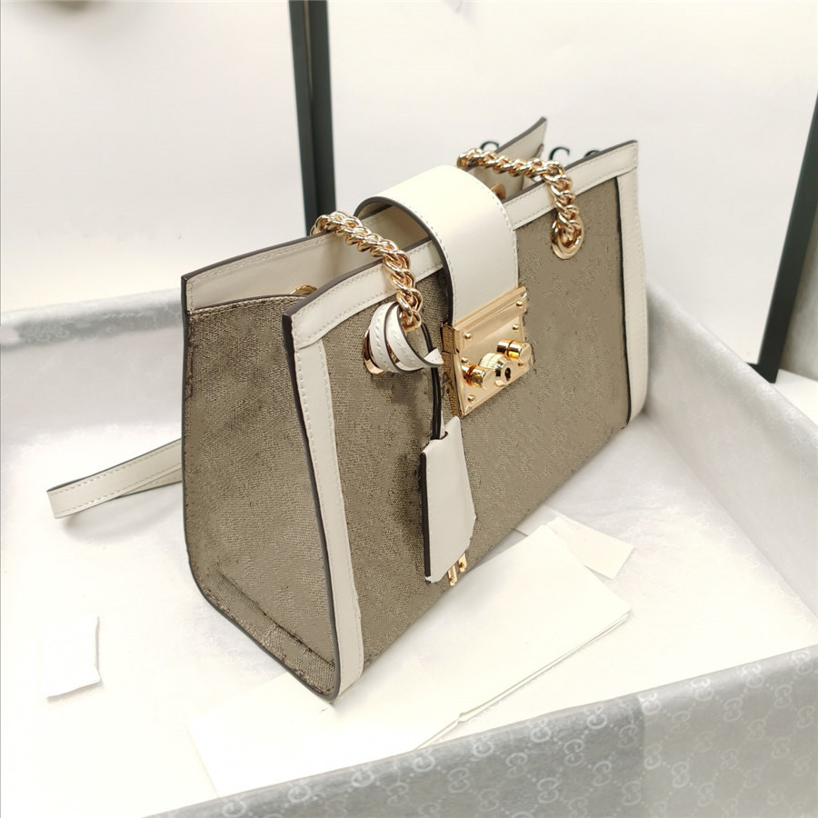 

Designer Handbags chain shoulder bags top leather canvas material rhombus letter ornaments ladies sweet and chic gift bag, Brown