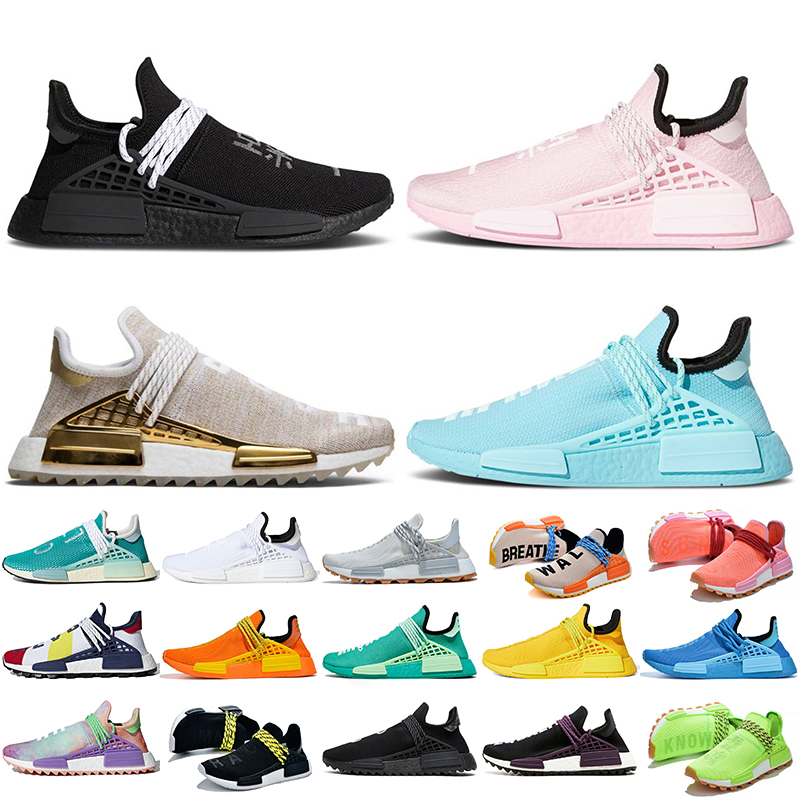 

2021 Luxurys Designers Pharrell Williams Women Mens Running Shoes NMD Human RacePink Green Orange Yellow Nerd Hu Trail Trainers Sneakers Big Size 47, White;red