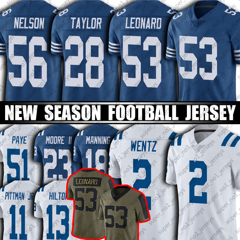 

2 Carson Wentz Darius Leonard Jonathan Taylor Jersey Football Peyton Manning DeForest Buckner Quenton Nelson Jerseys Kwity Paye Pittman Jr Hilton Kenny Moore, Youth custom jersey (xm)